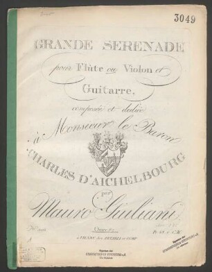 Grande sérénade pour flûte ou violon et guitarre : oeuv: 82