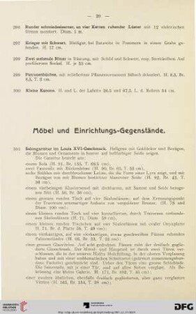 Möbel und Einrichtungs-Gegenstände (Nr.301-341)