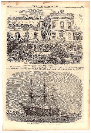 Launch of The "City of Dublin" life-boat at the custom-house quay, Dublin.- The Chichester training-ship for poor boys, stationed in the Thames