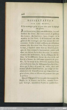 Dissertation Sur Les Mines, & les avantages qu' on en peut tirer pour la défense des places
