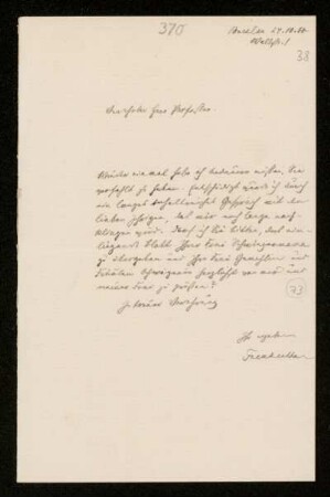 Nr. 38: Brief von Jakob Freudenthal an Paul de Lagarde, Breslau, 24.10.1880