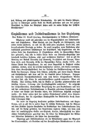 Sozialismus und Individualismus in der Erziehung