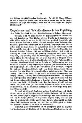 Sozialismus und Individualismus in der Erziehung