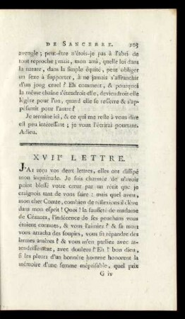XVIIe Lettre.