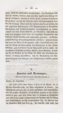 85-91 Fourier und Bervanger : Socialismus und Christenthum