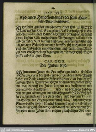 Cap. XXIII. Der Juden Eyd