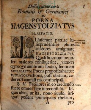 Dissertatione Inavgvrali, Differentias iuris Romani & Germanici In Hagenstolziatv, Exvle In Germania, Latii Partv L. Ivliae Et Papiae Poppaeae