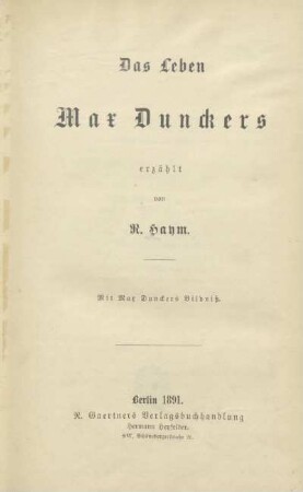 Das Leben Max Dunckers