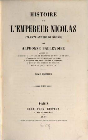 Histoire de l'empereur Nicolas : (trente années du règne), 1