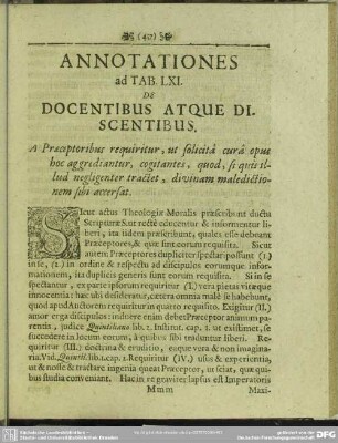 Annotationes ad Tab. LXI. De Docentibus Atque Discentibus