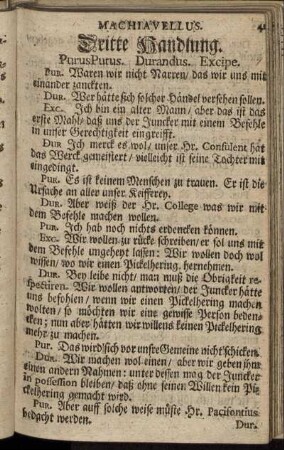 Dritte Handlung. PurusPutus. Durandus. Excipe.