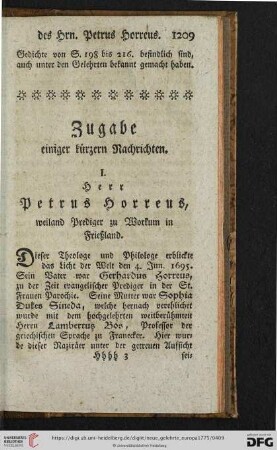 Zugabe einiger kürzern Nachrichten