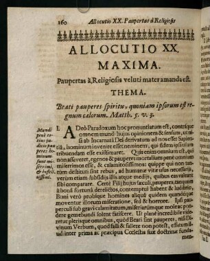 160-167, Allocutio XX. Maxima. Paupertas à Religiosis veluti mater amanda est