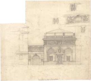 Hildebrand, Adolf von; München; Preußische Gesandtschaft und Schackgalerie, Neubau - Variante zur Gesandtschaft u. Schackgalerie (Teilansicht, Details)