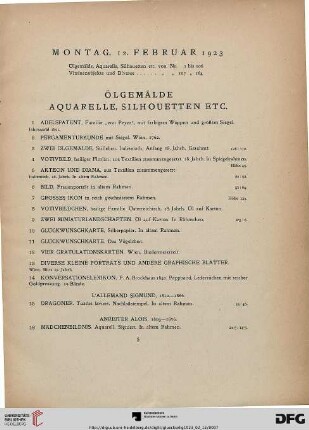 Ölgemälde Aquarelle, Silhouetten etc. (Nr. 1-106)
