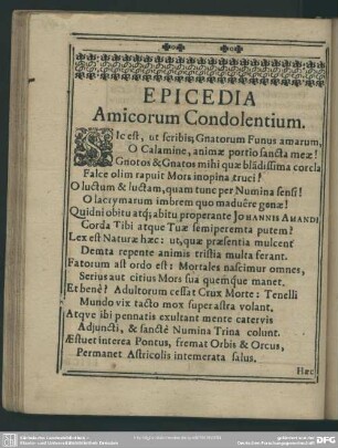Epicedia Amicorum Condolentium