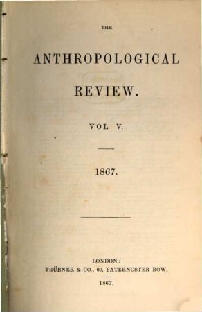 Anthropological review. 5 = No. 16/19. 1867