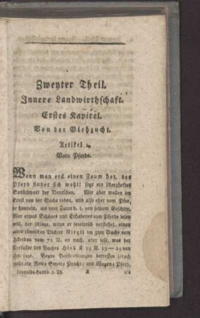 Erstes Kapitel. Von der Viehzucht