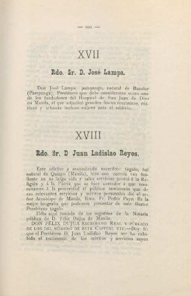 XVII. Rdo. Sr. D. José Lampa