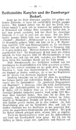 Holsteinische Karpfen und ihr Hamburger Bedarf.