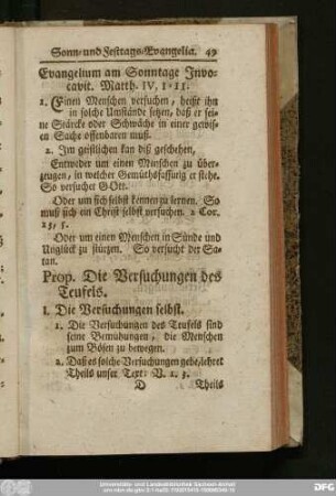 Evangelium am Sonntage Invocavit. Matth. IV, 1 - 11.