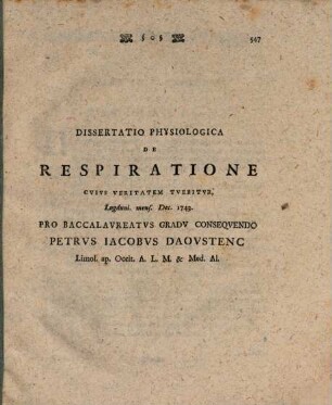 Diss. physiol. de respiratione
