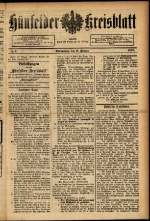 Ausgabe vom Samstag, den 09. Januar 1897.