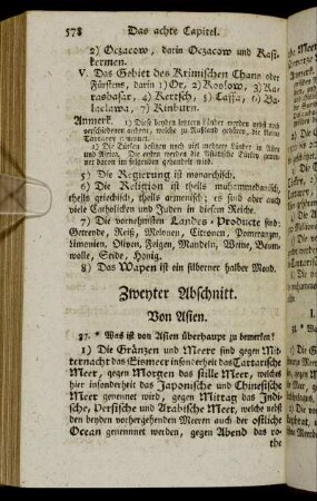 Zweyter Abschnitt. Von Asien.