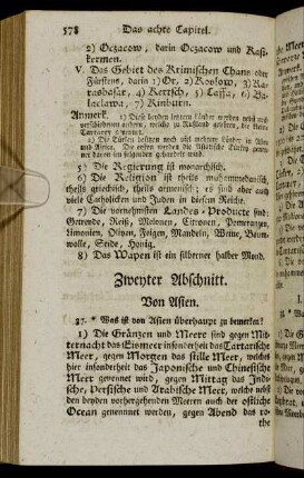 Zweyter Abschnitt. Von Asien.