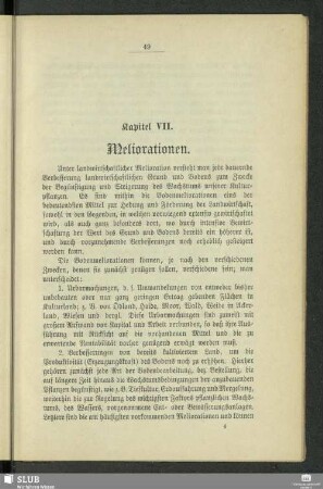 Kapitel VII. Meliorationen
