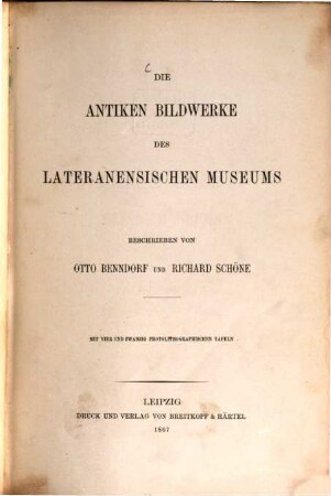 Die antiken Bildwerke des lateranensischen Museums