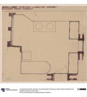 Giessen, Grossherzogliche Wohnung im Alten Schloss Badezimmer, Grundriss