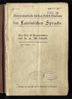 Unterrichtsbriefe für das Selbst-Studium der lateinischen Sprache