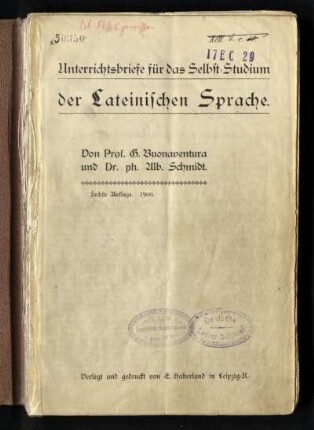 Unterrichtsbriefe für das Selbst-Studium der lateinischen Sprache