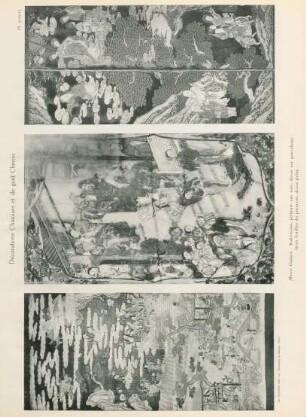 Pl. 9, 10, 11. Musée Guimet. Kakémono, peinture sur soie, décor sur porcelaine. Deux feuilles du paravent, decor peint