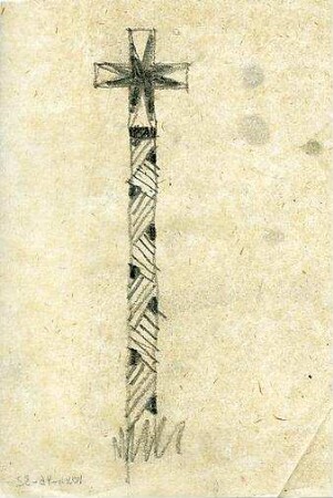Rosenbauer, Gregor; Grabkreuze und Grabsteine - Grabkreuz mit verziertem Stab (Ansicht)