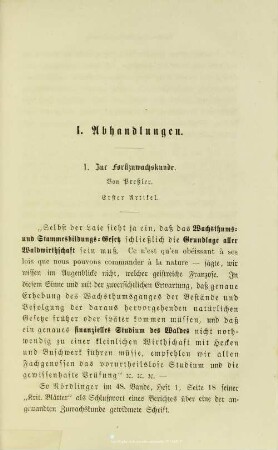 I.1. Zur Forstzuwachskunde