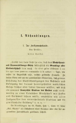 I.1. Zur Forstzuwachskunde
