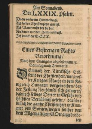 Eines Gestrengen Rahts Verordnung.