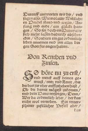 Von Renthen und Zinsen.