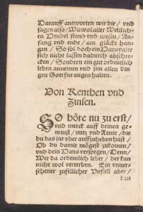 Von Renthen und Zinsen.