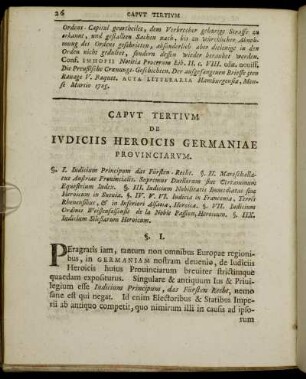 Caput Tertium De Judiciis Heroicis Germaniae Provinciarum.