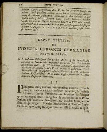 Caput Tertium De Judiciis Heroicis Germaniae Provinciarum.