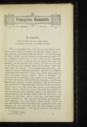 De magistro, eine Schrift des hl. Augustinus