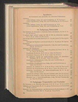 14. Fachgruppe Romanistik