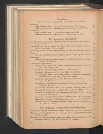 14. Fachgruppe Romanistik