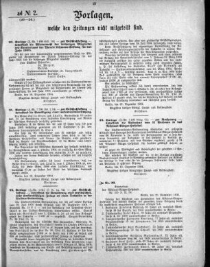 Anlage: ad No.2 (20-24), Vorlagen, welche den Zeitungen nicht mitgeteilt sind