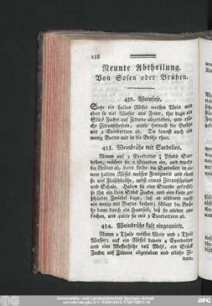 Neunte Abtheilung. Von Sosen oder Brühen.