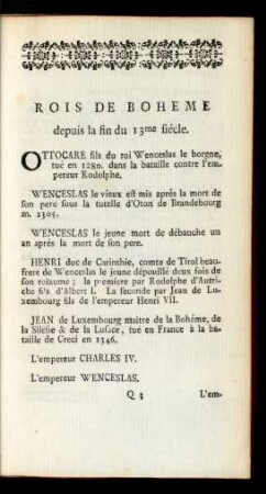 Rois De Bohème depuis la fin du 13me siécle