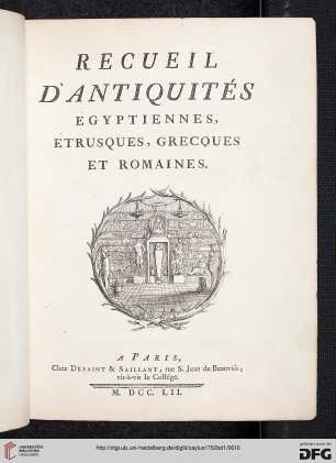 Band 1: Recueil D'Antiquités, Egyptiennes, Etrusques, Grecques Et Romaines